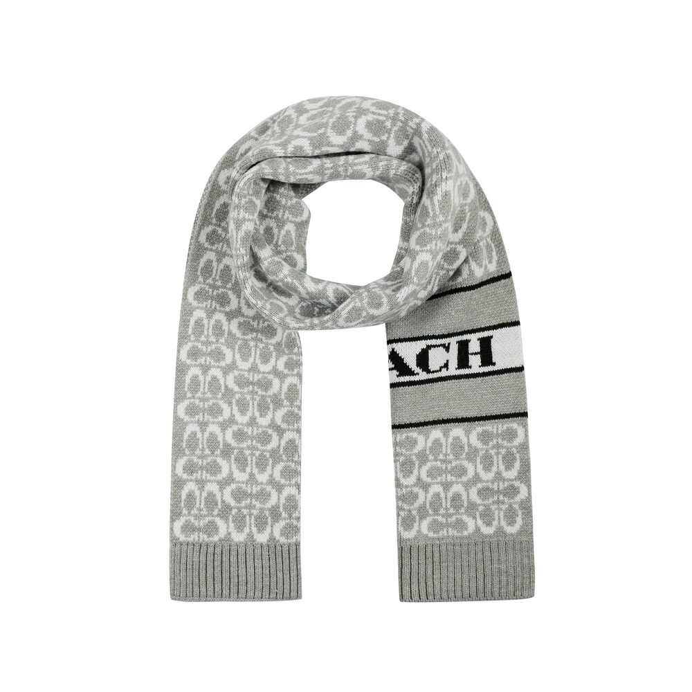 1377 Women's Signature C Logo Knit Scarf, Chalk, One